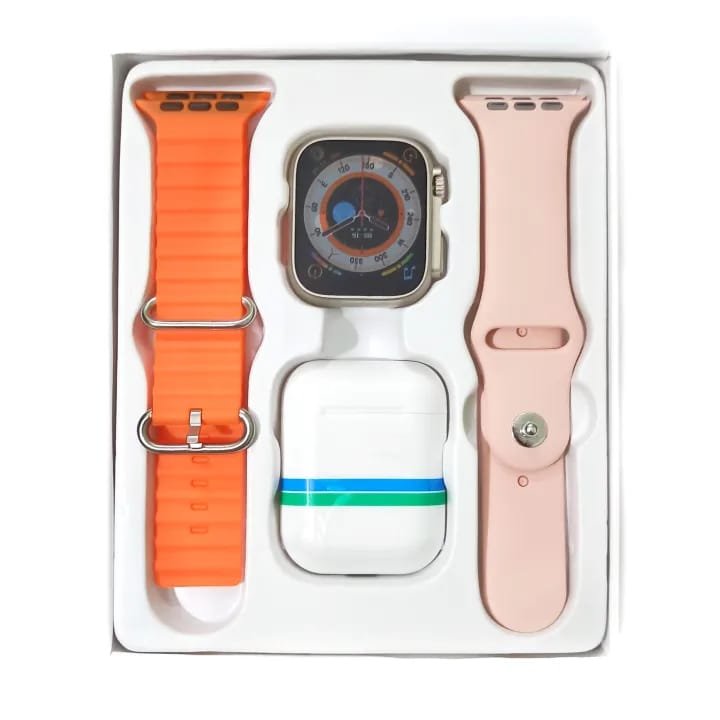 i8 Ultra Smartwatch + Wireless Earbuds Combo | 2.0" Infinite Display | Health Tracking | Bluetooth Calls | AirPods Style Earbuds | 2 Straps Included